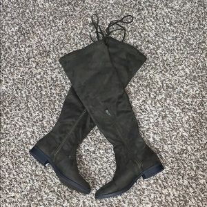 Olive green knee high boots
